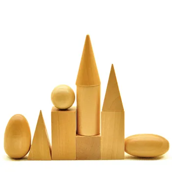 

10Pcs/Lot Montessori Learning Education Materials Kids Educational Arithmetic Toys Wooden Geometric Shapes Blocks Set Math Toys