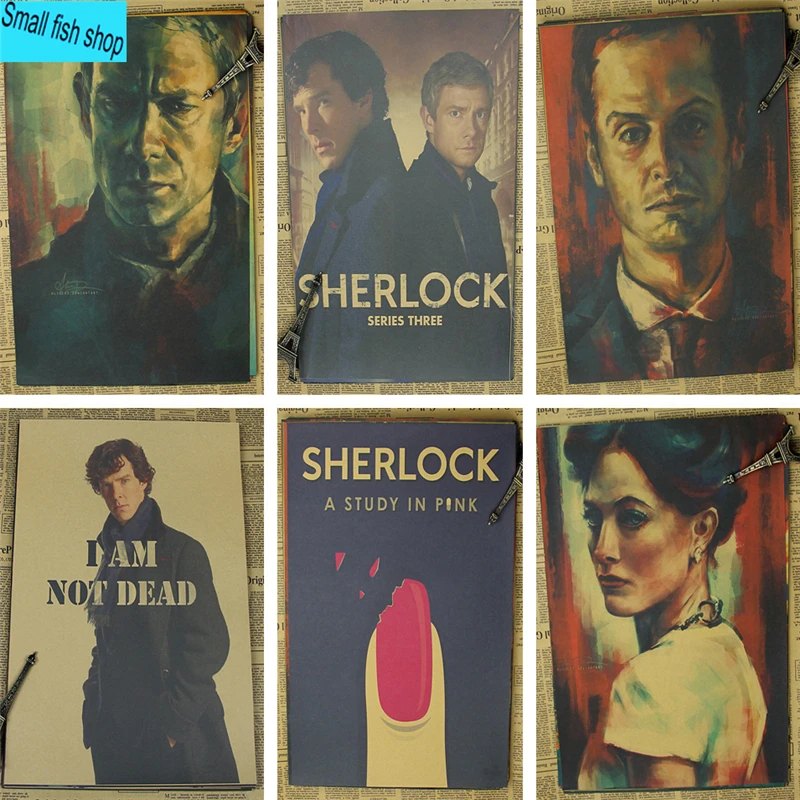 

Sherlock Holmes American TV Series Home Furnishing decoration Kraft Movie Poster Drawing core Wall stickers