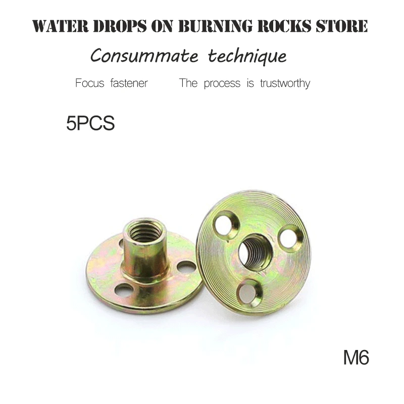 Free shipping 5PCS Iron Furniture to Lock Nut Three The lock nut M6 Three hole nutin Nuts from