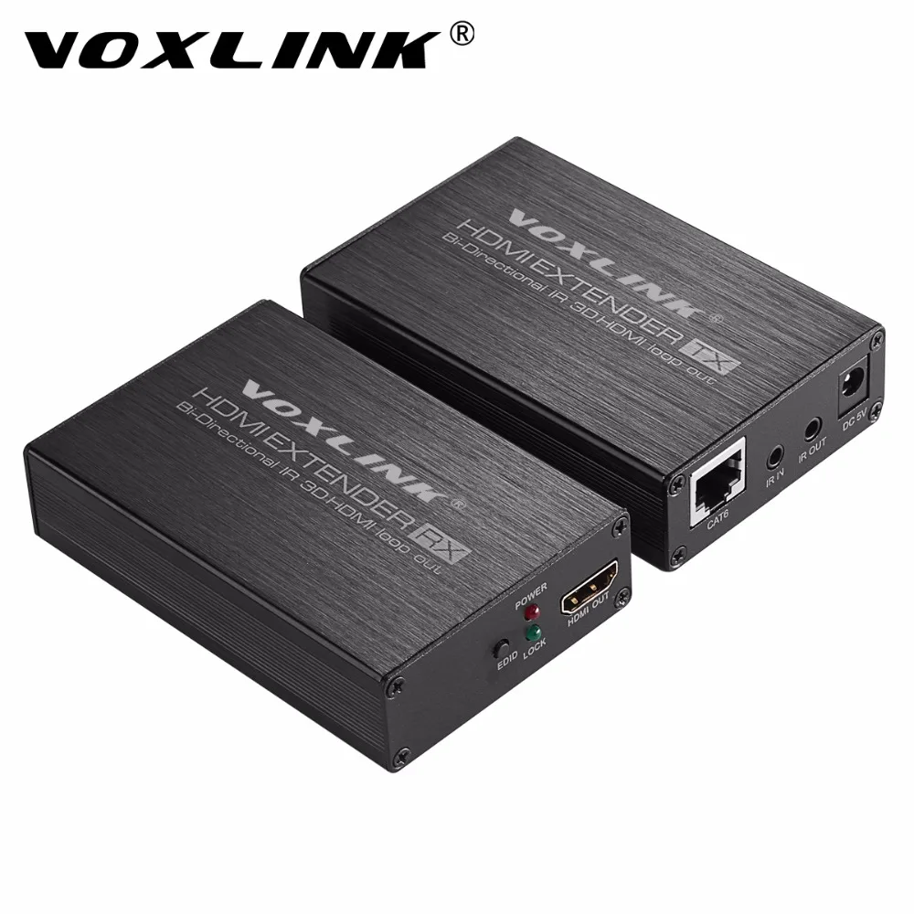 VOXLINK HDMI Extender over 60m Cat 5e/6 Cable HDMI Transmitter Receiver With IR Control EDID