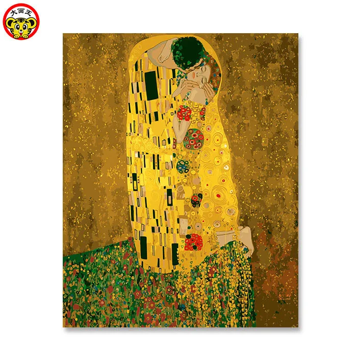 Online Malerei durch zahlen kunst farbe durch zahl Kuss _ gustav klimt DIY Hause Dekoration Für Wohnzimmer DIY Digitale Leinwand öl Wand Kunst