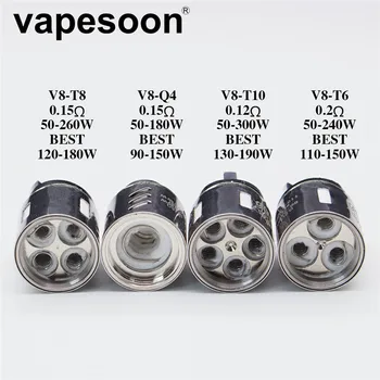 

1PC V8 Q4 T6 T8 T10 Replacement Coil Head V8-Q4/T6/T8/T10 Atomizer Core 0.12ohm 0.15ohm 0.2ohm Fit For SMOK TFV8 Beast Tank