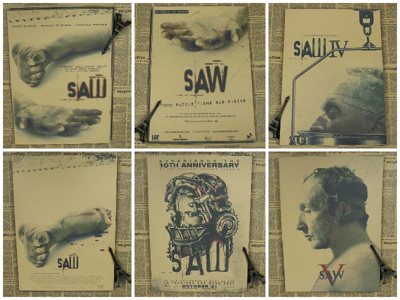 

Saw classic horror movie poster nostalgic kraft paper /stikcers