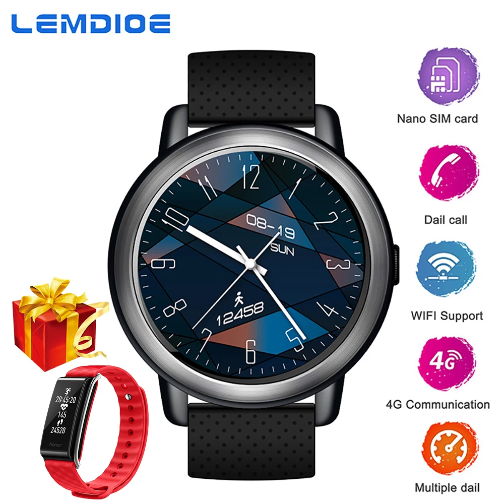 LEMDIOE 4G Smart Watch 2G+16G Android 7.1 Full Touch Screen MTK6739 Support SIM Card WIFI GPS Smartwatch for Men Women LEMDIOE 4G Smart Watch 2G+16G Android 7.1 Full Touch Screen MTK6739 Support SIM Card WIFI GPS Smartwatch for Men Women