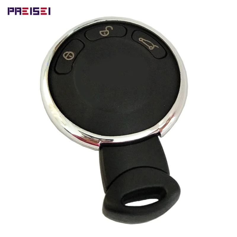 

PREISEI Smart Keyless Shell For BMW Mini Cooper 3 Button Uncut Blade Remote Key FOB Case Cover Replacement