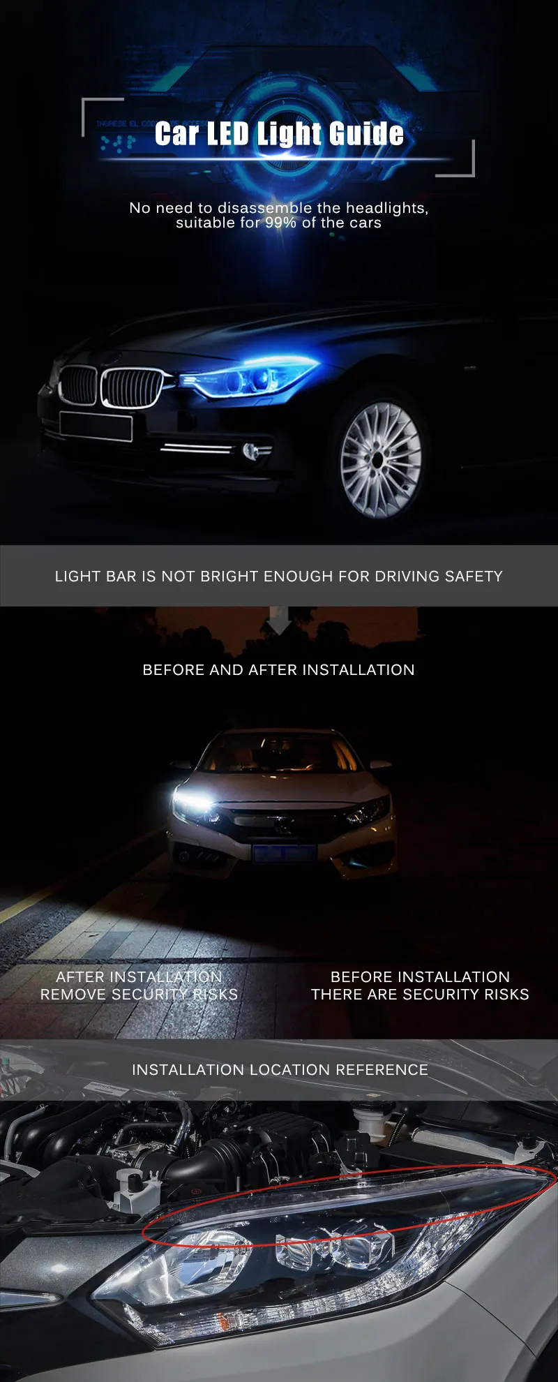 Car Day Light Led DRL Strip Lamp Headlight Daytime Running Lights Flowing (1)