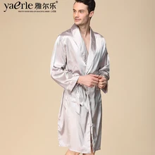 Мужские шелковые халаты летние тонкие шелковистые халаты с длинными рукавами мягкие удобные пижамы ночное белье мужские большие размеры 5XL Tmall