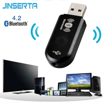 

JINSERTA Bluetooth Receiver 4.2 3.5mm Audio Receptor Wireless Music Adapter Bluetooth Transmitter for Headphones TV Speakers PC