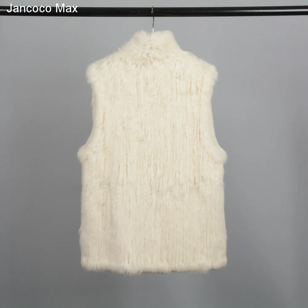 Jancoco Max, толстый вязаный меховой жилет, натуральный мех кролика, жилет, модный стиль, зимнее теплое пальто для женщин, высокое качество, S7095