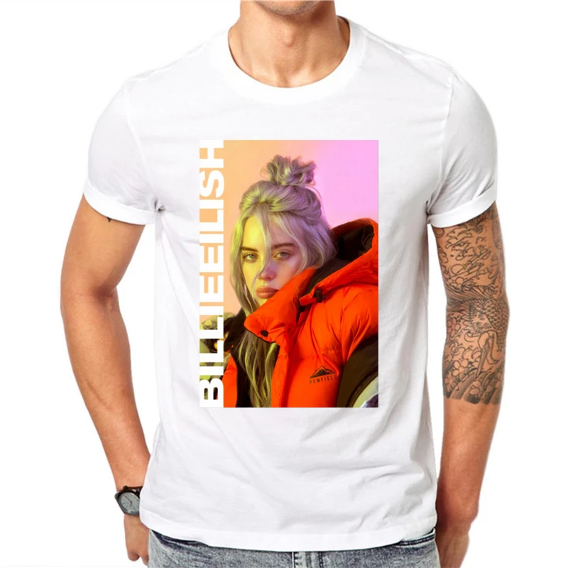 

100% Cotton Billie Eilish Print Casual Mens O-neck T Shirts Fashion Men's Tops Men T-shirt Short Sleeve Men Tshirt 2018