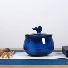 Творческий Yaobian синий Керамика Чёрный чай Tieguanyin держатель офисные Чай церемонии Интимные аксессуары Чай jar Малый Майки банок отправлен друзей