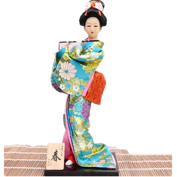 

Blue color New Japanese Kimono Fabric Geisha Figurines Home Decoration Accessories Artificial Geisha Miniatures