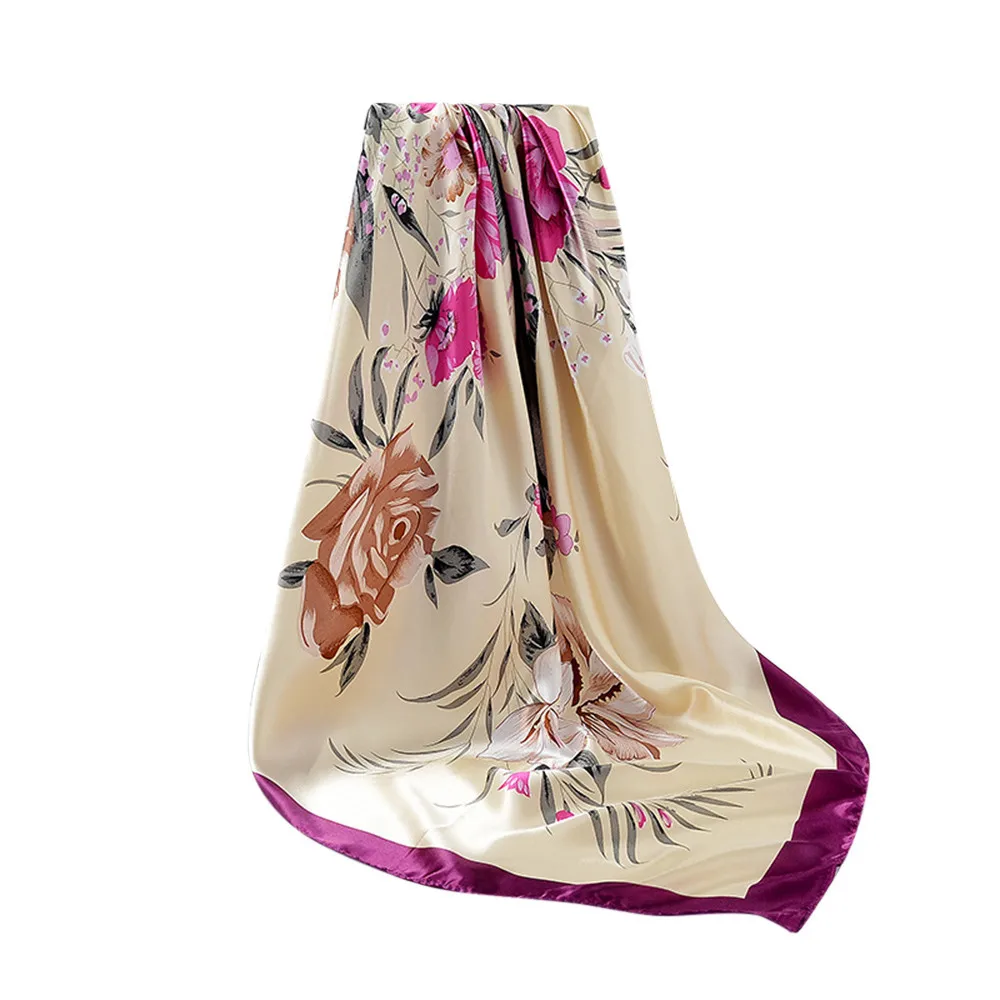 

winter sale items autumn silk chiffon bandana on the head scarves for women 90X90CM Point PrintingRetro MultipurposeMAR 15