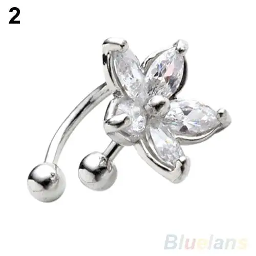 

1Pc Women's Fashion Cz Crystal Flower U Shape Ear Cuff Clip-on No Piercing Earring valentines day gift