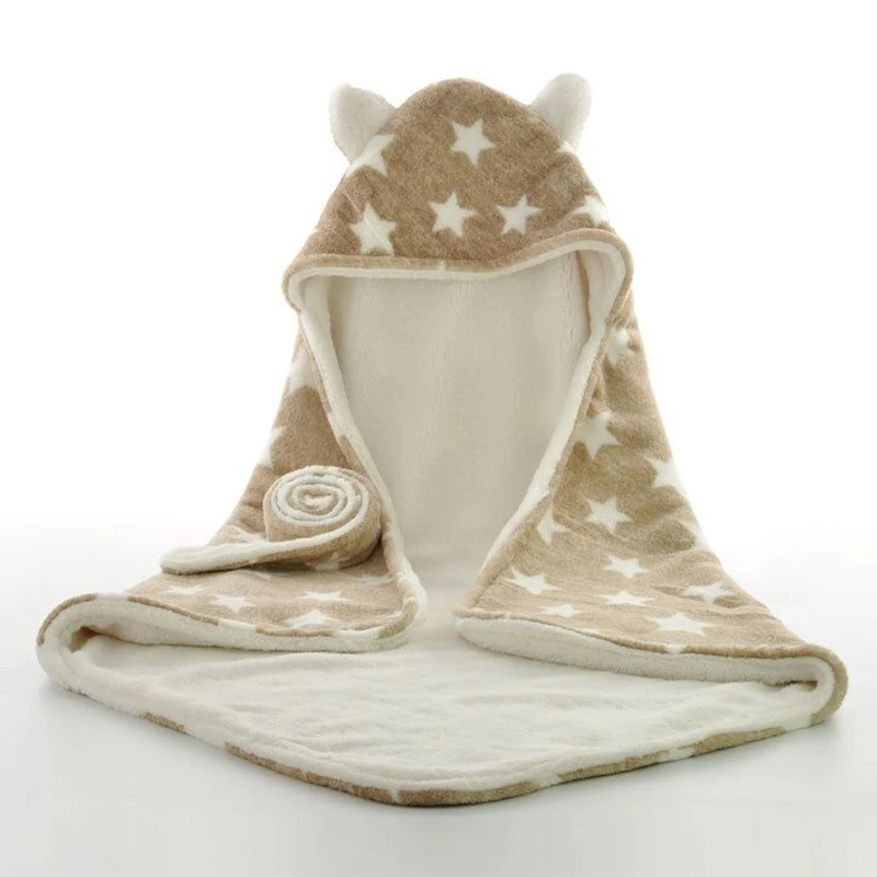 

Faux Fur Blanket Baby Swaddle Wrap Winter Baby Blanket With White Fleece Star Pattern Toddler Bedding Baby Sleeping Bag