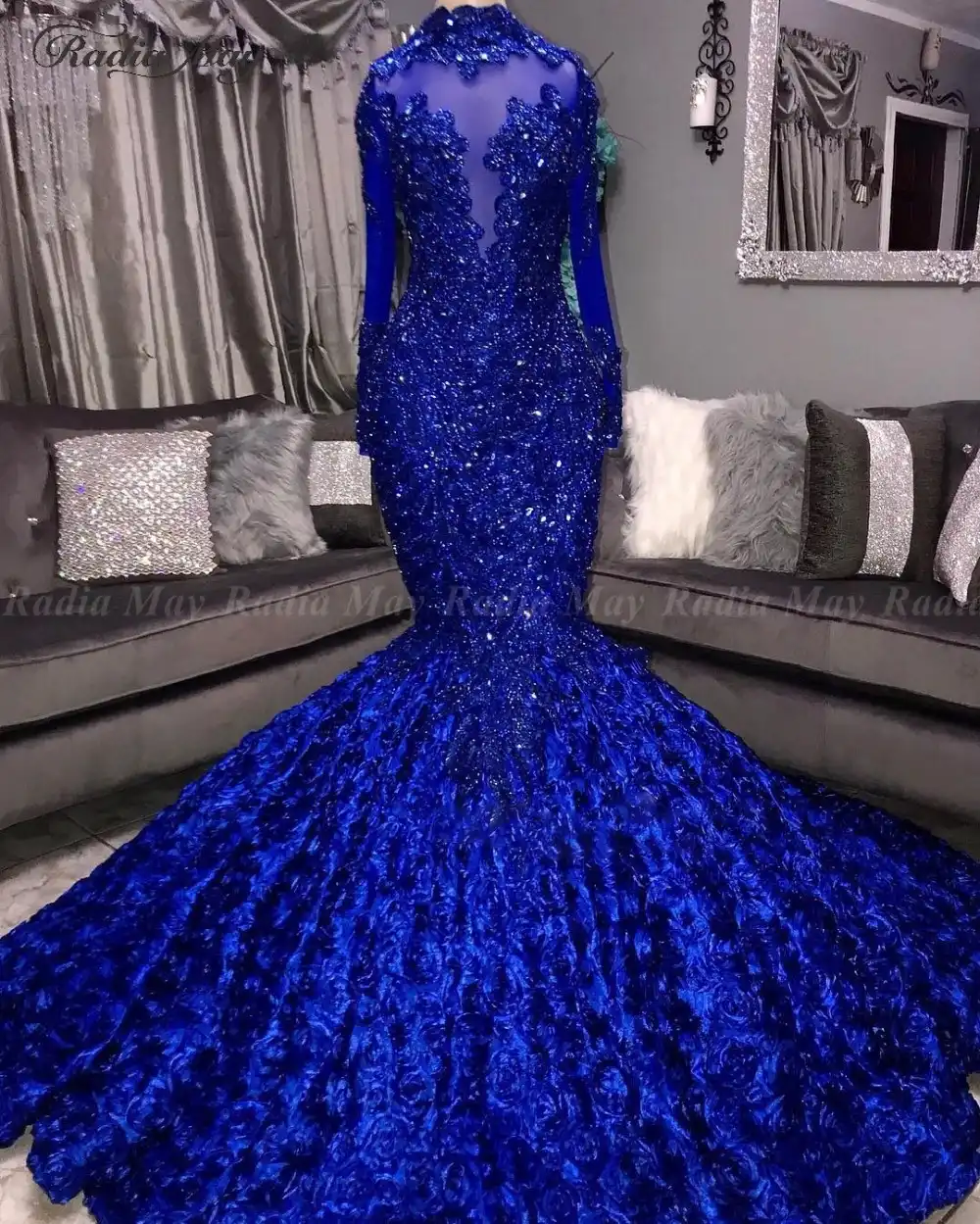 girls blue prom dress