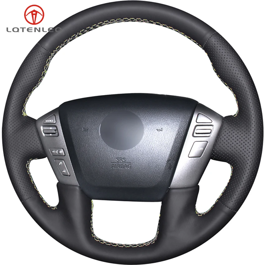 Buy LQTENLEO Black Genuine Leather Car Steering Wheel