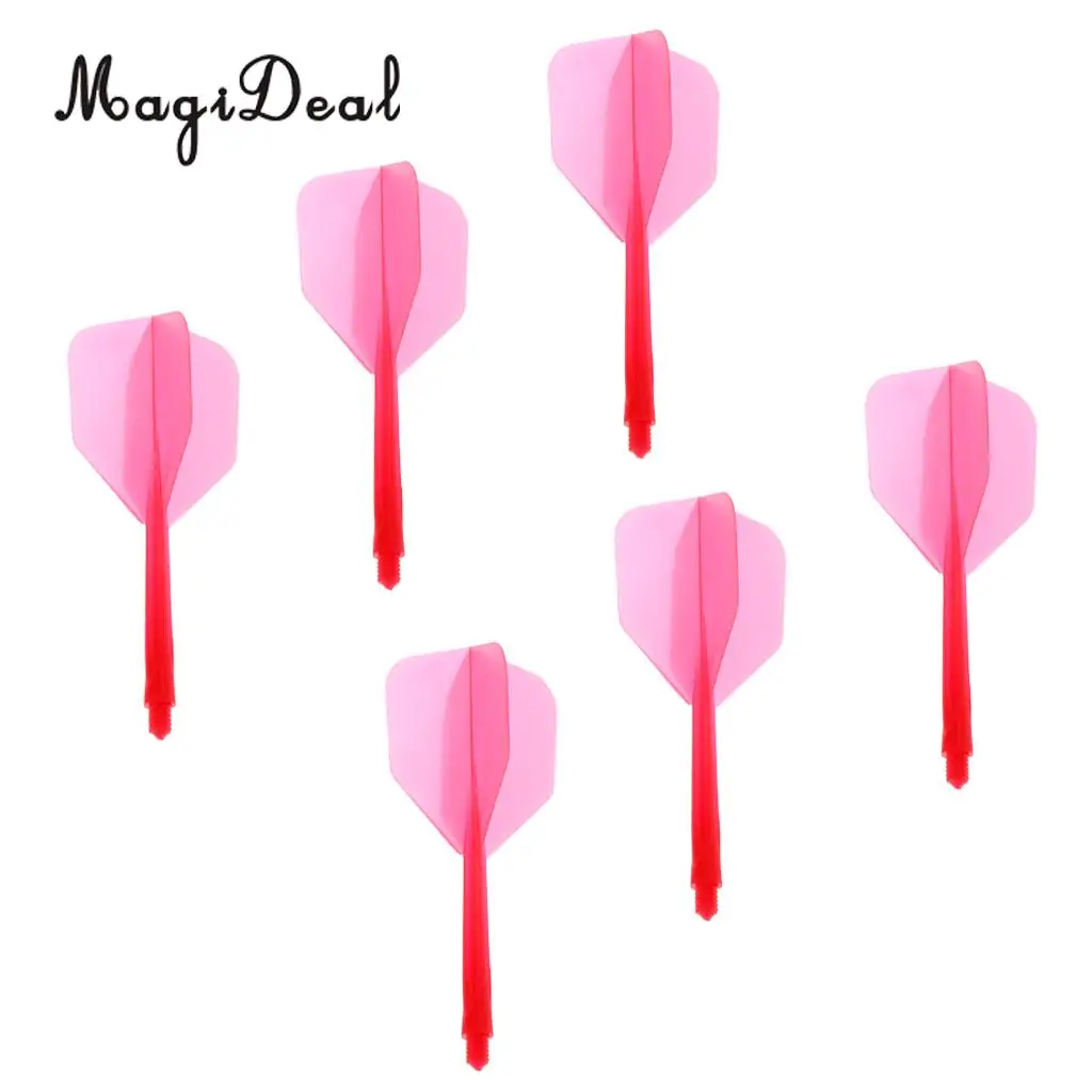 MagiDeal High Quality 12x Transparent 2BA Thread Dart Shafts & Dart Flights Connection Red & Blue