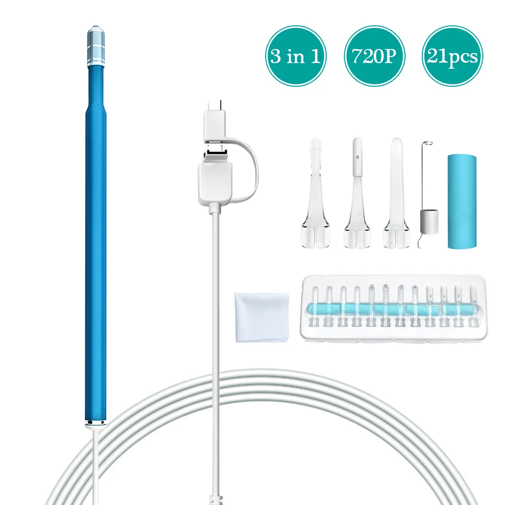 3 в 1 взаимный обмен данными между компьютером и периферийными устройствами многофункциональная Ушная палочка для чистки ушей эндоскоп HD 720P Визуальный Инструмент для чистки ушей с Светодиодная лампа на базе Android с поддержкой OTG USB ПК