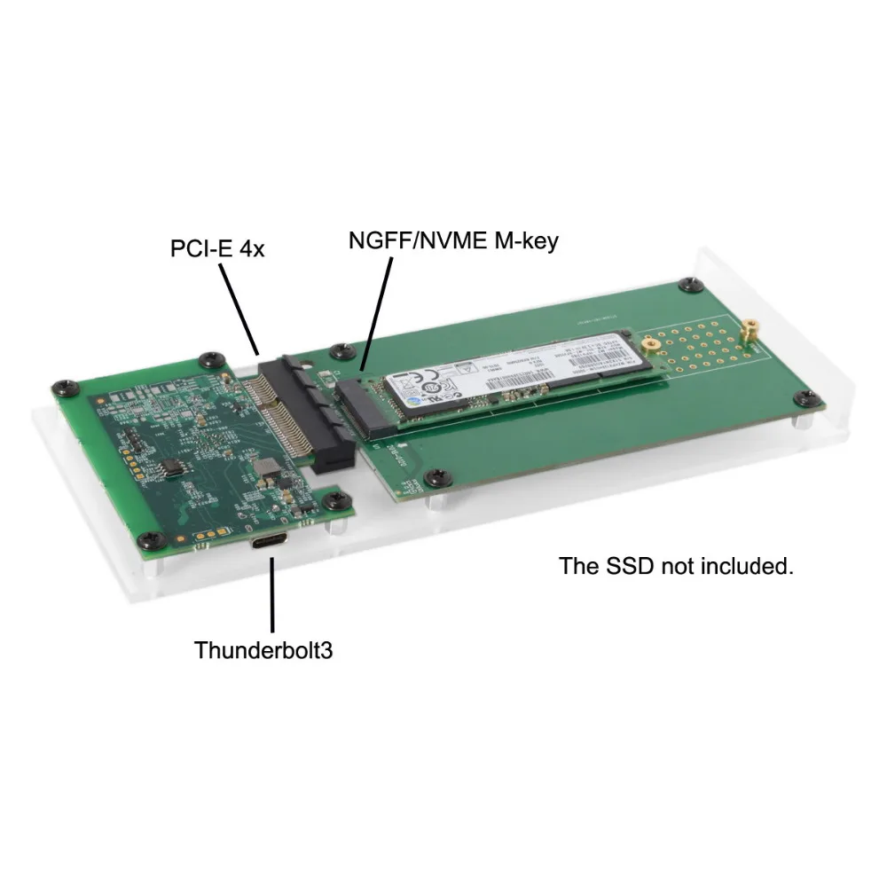  Thunderbolt 3 zu PCI Express PCI-E zu NGFF M-schlüssel NVME AHCI SSD Konvertieren Fall Patrone