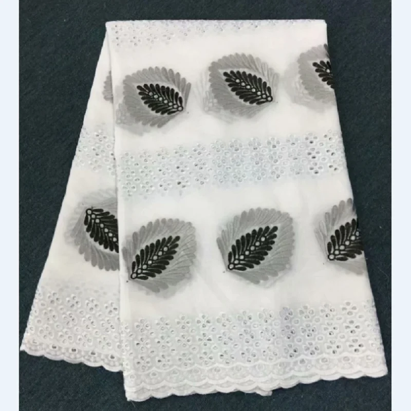 holes design swiss lace cotton fabric leaves embroidery with stones