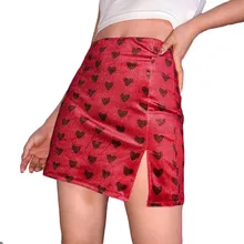 Вид винтажная бархатная эластичная любовь печать мини стандартная юбка Сексуальная и Клубная тонкая короткая юбка модные женские юбки A425