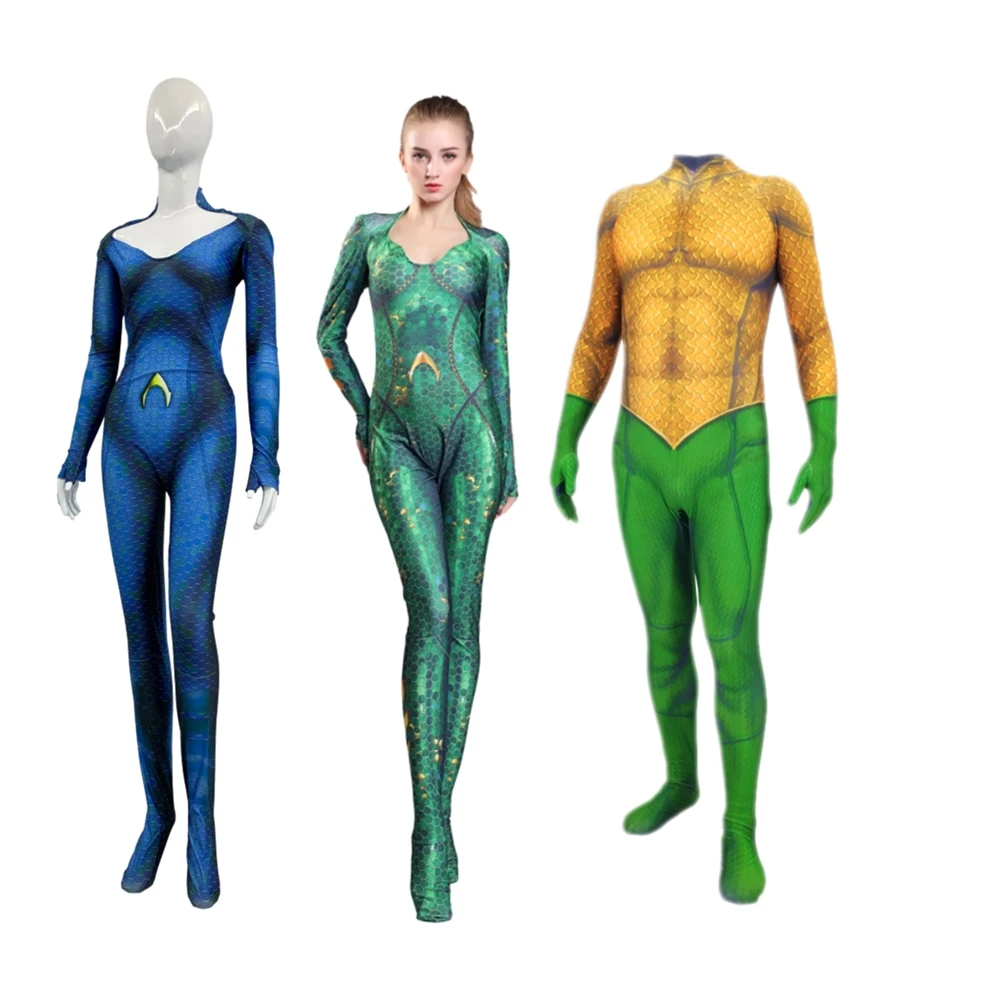 

Women Kids Movie Aquaman Mera Queen Atlanna Cosplay Costume Zentai Bodysuit Suit Jumpsuits Men