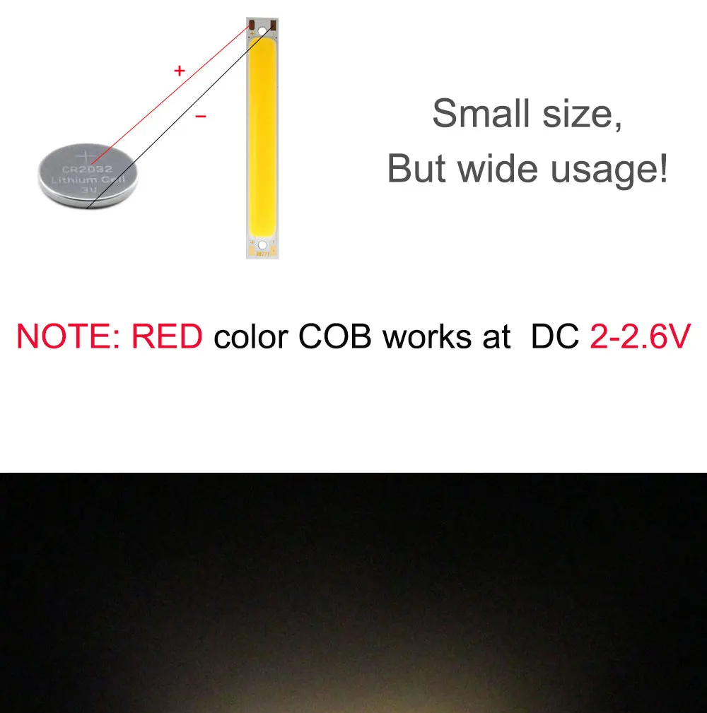 608mm 2V 3V COB LED Light Bulb 60mm Strip Red Bule Warm Cool White 1W 3W 3.7V LED Lighting Source for DIY Work Lamps (8)
