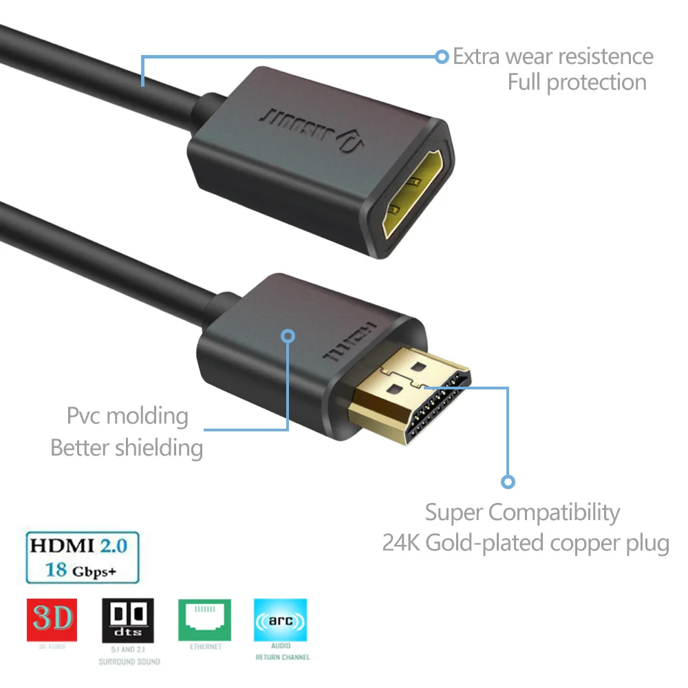 HDMI الذكور إلى الإناث تمديد كابل 2.0 v 4 K HDMI موسع للكمبيوتر/التلفزيون/العارض/مراقب HD الصوت والفيديو 25 سنتيمتر 1 M HDMI الذكور إلى الإناث تمديد كابل 2.0 v 4 K HDMI موسع للكمبيوتر/التلفزيون/العارض/مراقب HD الصوت والفيديو 25 سنتيمتر 1 M
