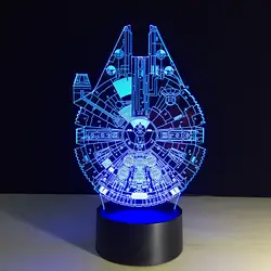 3D LED Настольная лампа Сокол Тысячелетия светильник Цветной изменение Звёздные войны-светильник Домашний Декор подарки младенца спать