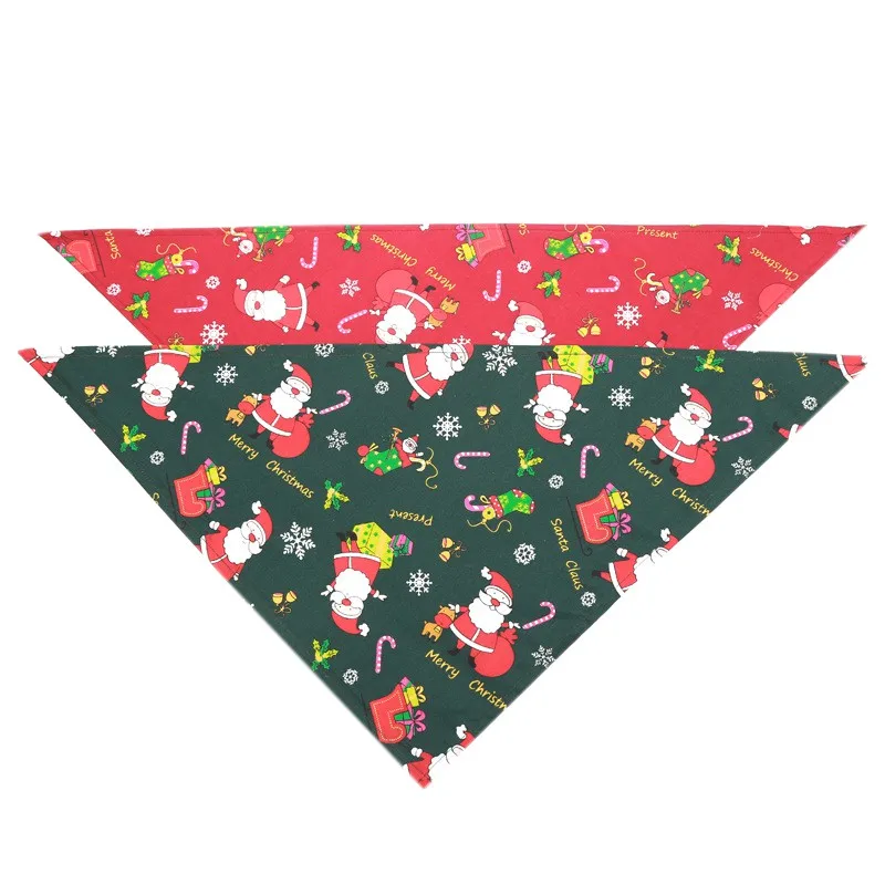 Бандана для собак, щенков, кошек, Рождественский ошейник, платок для питомцев, треугольные нагрудники-шарфы для чихуахуа, галстук с лосем, Санта Клаусом