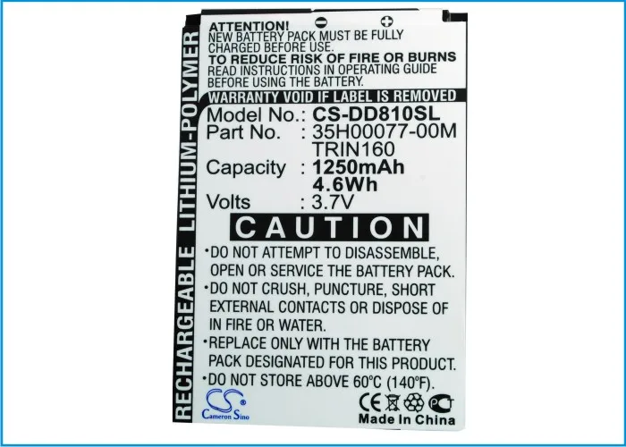 Высококачественный аккумулятор Cameron Sino 1250 мАч TRIN160 для HTC/Dopod 9100 CHT9100 D810 D818c D810X P3600