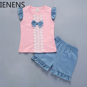 

IENENS Summer Child Girls Clothing Sets Kids Baby Girl Outfits Suits Clothes Toddler Infant Vest Shorts Sleeveless Tops + Pants