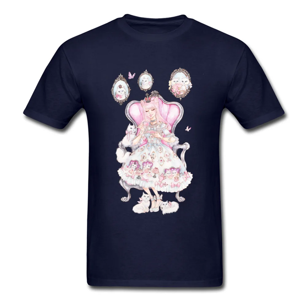 Cats Tea Party 100% Cotton Tees for Men Casual T-Shirt Birthday Funky Round Neck Tee Shirt Short Sleeve Free Shipping Cats Tea Party navy