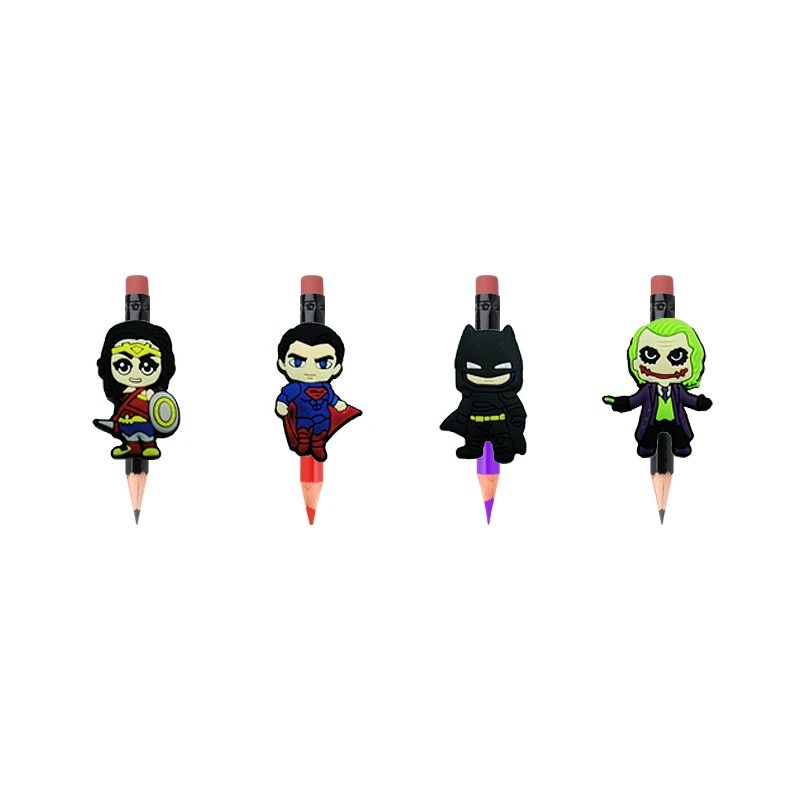 

4pcs/set Comic of Batman Cartoon PVC Pencil Toppers/Caps Pen's Accessories Children's Crafts Kids Gift Party Favors