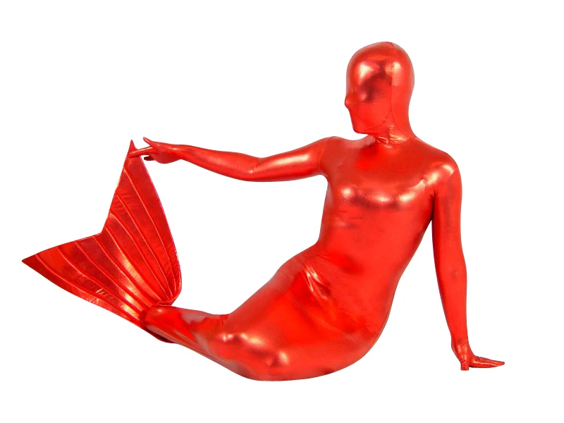 red shiny mermaid costume