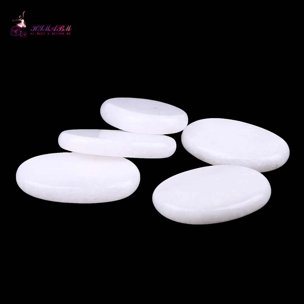 HIMABM 5 Pieces Natural White Jade Hot Stone Basalt Massager Facial Toe Finger Massage Lava Rock 4*3cm HIMABM 5 Pieces Natural White Jade Hot Stone Basalt Massager Facial Toe Finger Massage Lava Rock 4*3cm
