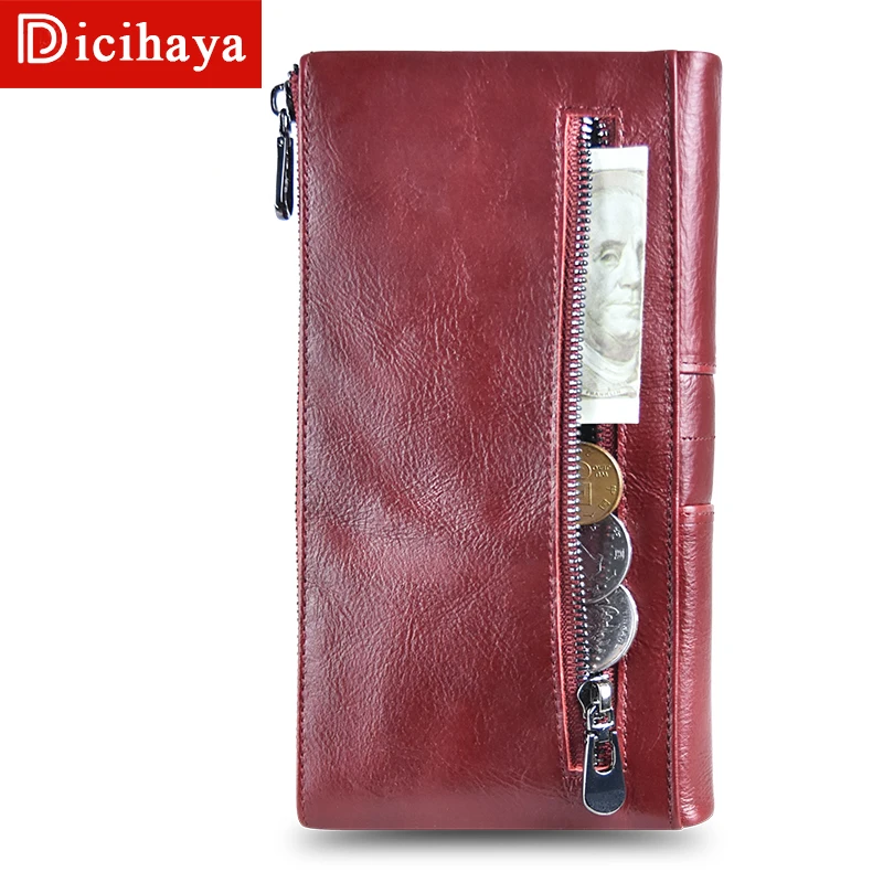 Дешево DICIHAYA, хит продаж, женский клатч, натуральная кожа, кошельки, новинка, Женский Длинный кошелек, Женский кошелек на молнии, сумочка для денег, к...
