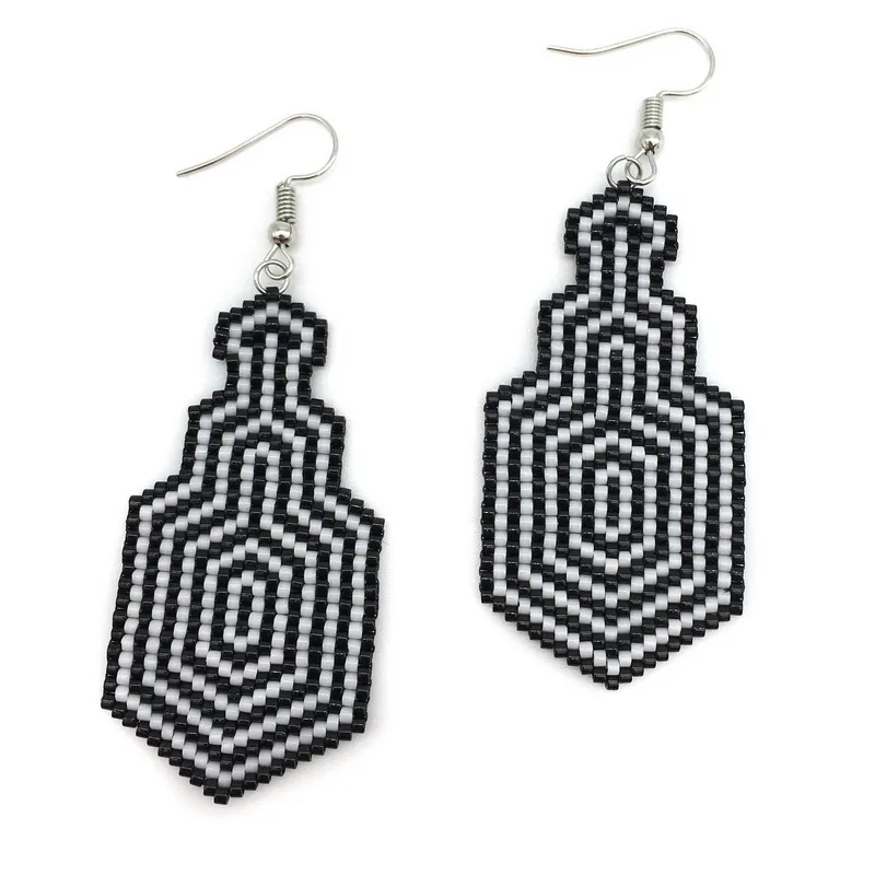 

fashion woven earrings for women girls Birthday gifts fashion jewelry minimalist White and black earrings handmade jewelry