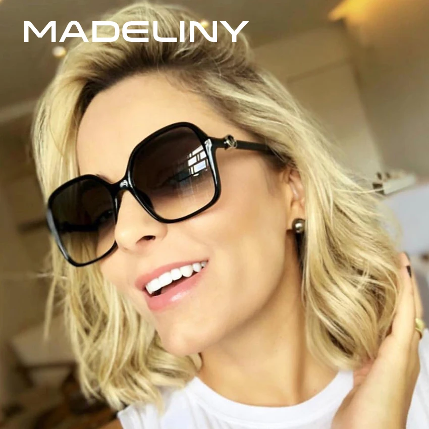 

MADELINY Fashion Women Square Sunglasses Brand Design 2018 Big Frame Classic Vintage Female Sun Glasses Eyewear UV400 MA376