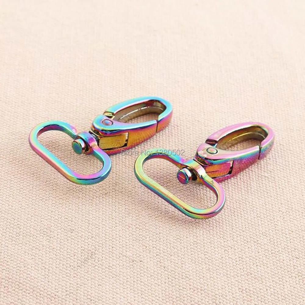 

6pcs/lot Rainbow Color Alloy Swivel Snap Hooks Lobster Clasp buckles for webbing Backpack Accessories