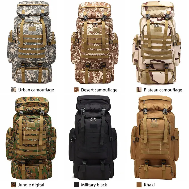 

Outdoor 80L sports Waterproof Climbing Hiking Tactical Backpack Bag Military Molle backpack Camping trekking bag rucksack