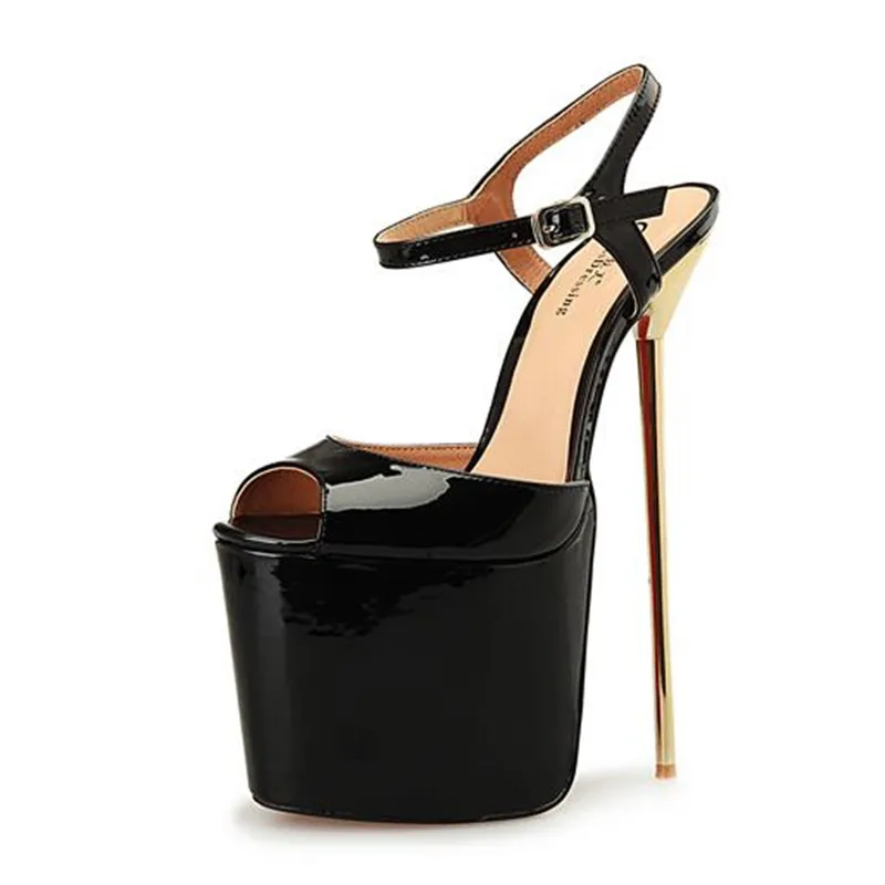 

HSM Stilettos Plus:40-46 47 48 49 50 Summer 2017 Peep Toe 22cm thin heels platform Sandals sexy Ankle strap shoes women pumps