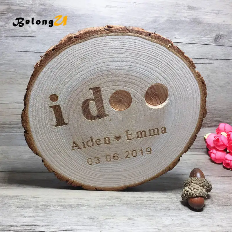 Personalized Custom Wood Ring Pillow -MUW-286-10