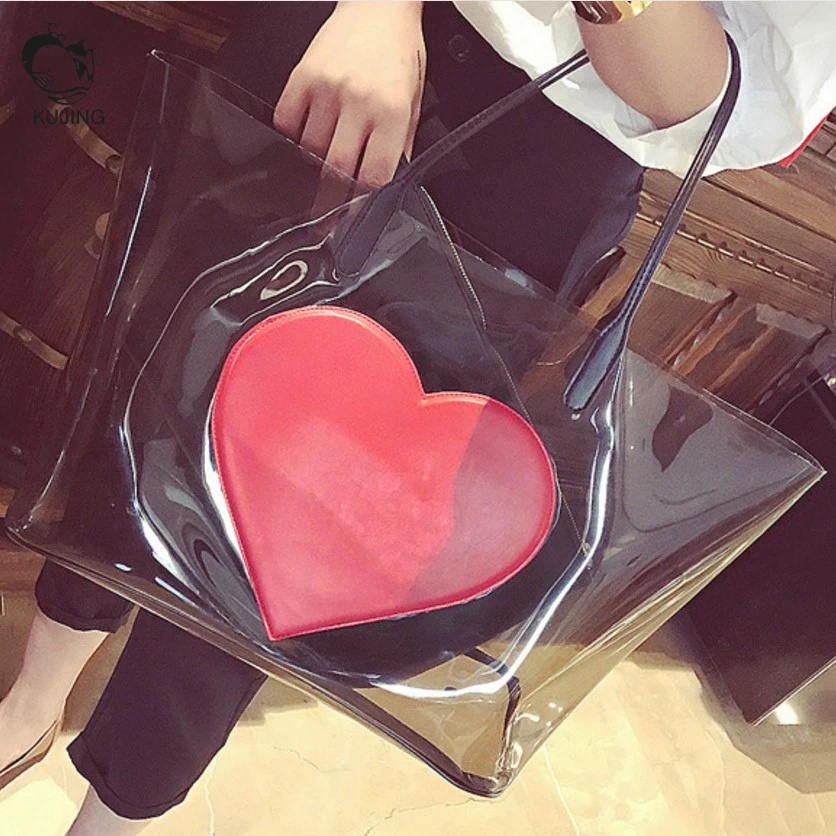 

KUJING Brand Fashion Handbags Premium Transparent Women Handbag Beach Pack Cheap Luxury Travel Leisure Women's Shoulder Bag