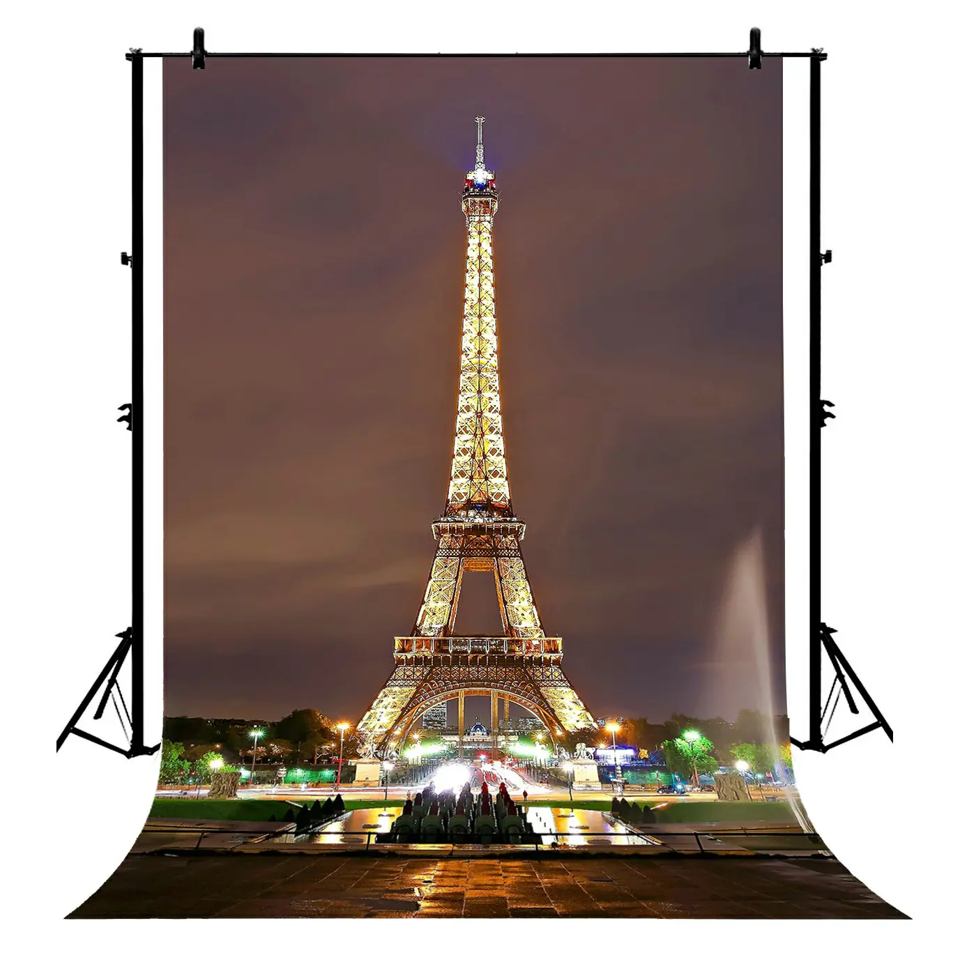 

5x7ft Paris Eiffel Tower Night View Architectural Landscape Polyester Photo Background Portrait Backdrop