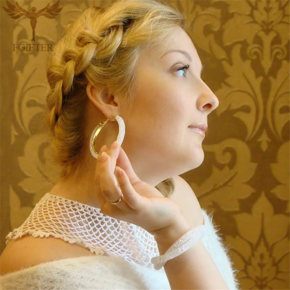 Fgifter дизайн модное кольцо с австрийскими кристаллами Серьги Геометрические круглые блестящие золотые стразы большие серьги ювелирные изделия для женщин
