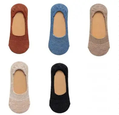 5 пар/лот новые женские носки сплошной цвет невидимые женские короткие носки летние тонкие нескользящие носки-башмачки для девочек TJ233 - Цвет: 5 pairs