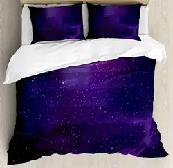 Небесно-3/4 шт. Постельное белье Galaxy Туманность иллюстрации Deep Space Звездные скопления и созвездие Млечный Путь постельное белье