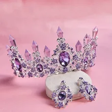 Новое поступление очаровательные фиолетовые хрустальные свадебные Короны Диадемы великолепные Стразы диадема для невесты ободки свадебные аксессуары для волос